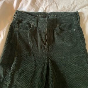 Green corduroy jeans